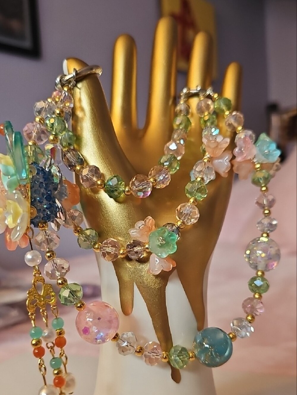 CHARMS: Floral Pastel Dangle Purse Charm - Picture 3 of 4